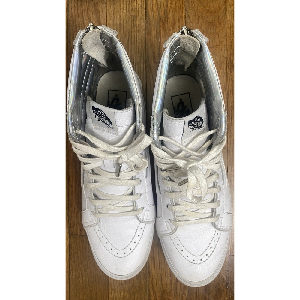 VANS Sk8-Hi Shoes Mens Sz 8.5 White High Top Sneakers Leather Skateboard 721356 - Picture 3 of 11